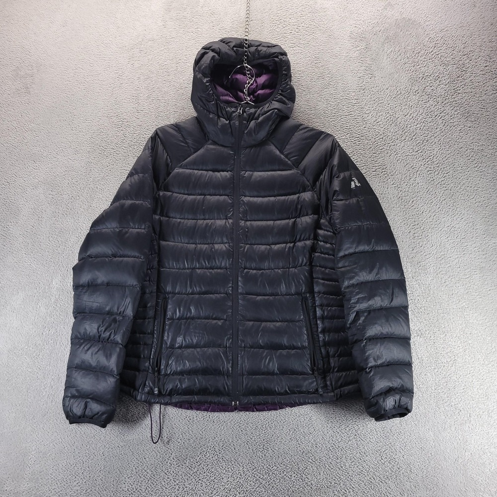 Eddie Bauer Jacket Womens L Black First Ascent Down Puffer Hooded Full Zip